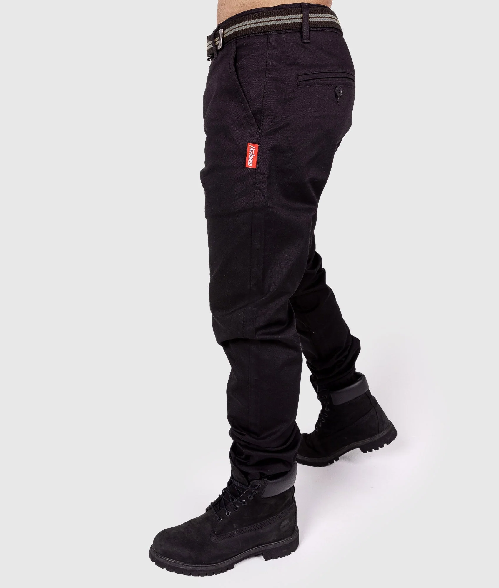 HardTuned Grid Cuffed Chinos - Black - Image 2