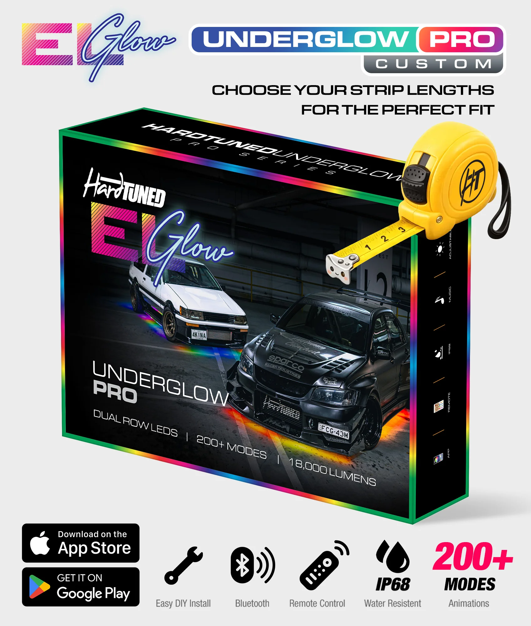 Custom ELGlow® PRO Universal Car Underglow Kit