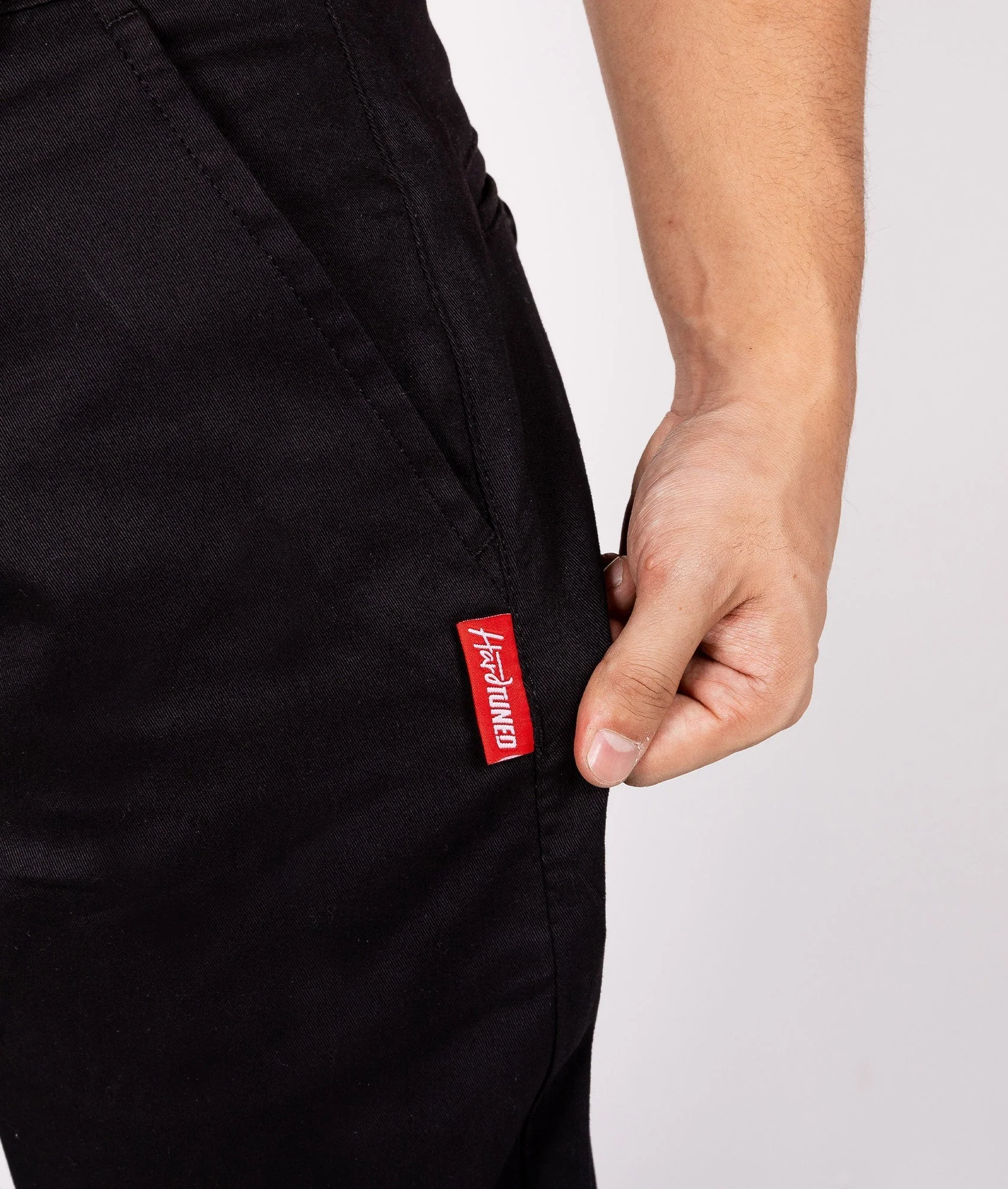 HardTuned Grid Cuffed Chinos - Black - Image 3