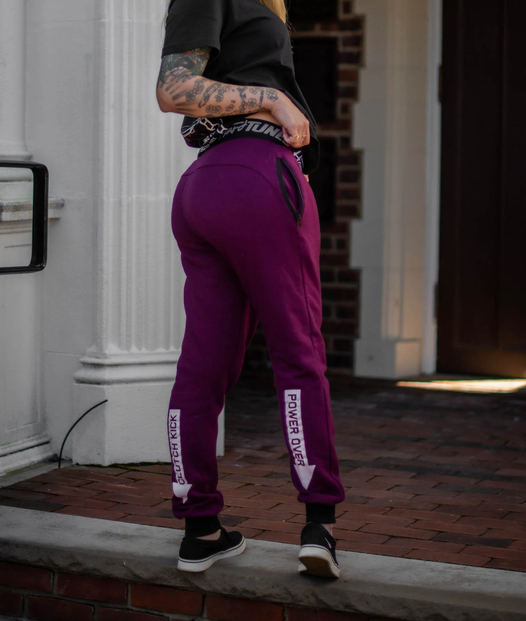 Ladies Power Over Trackies - Plum - Image 2