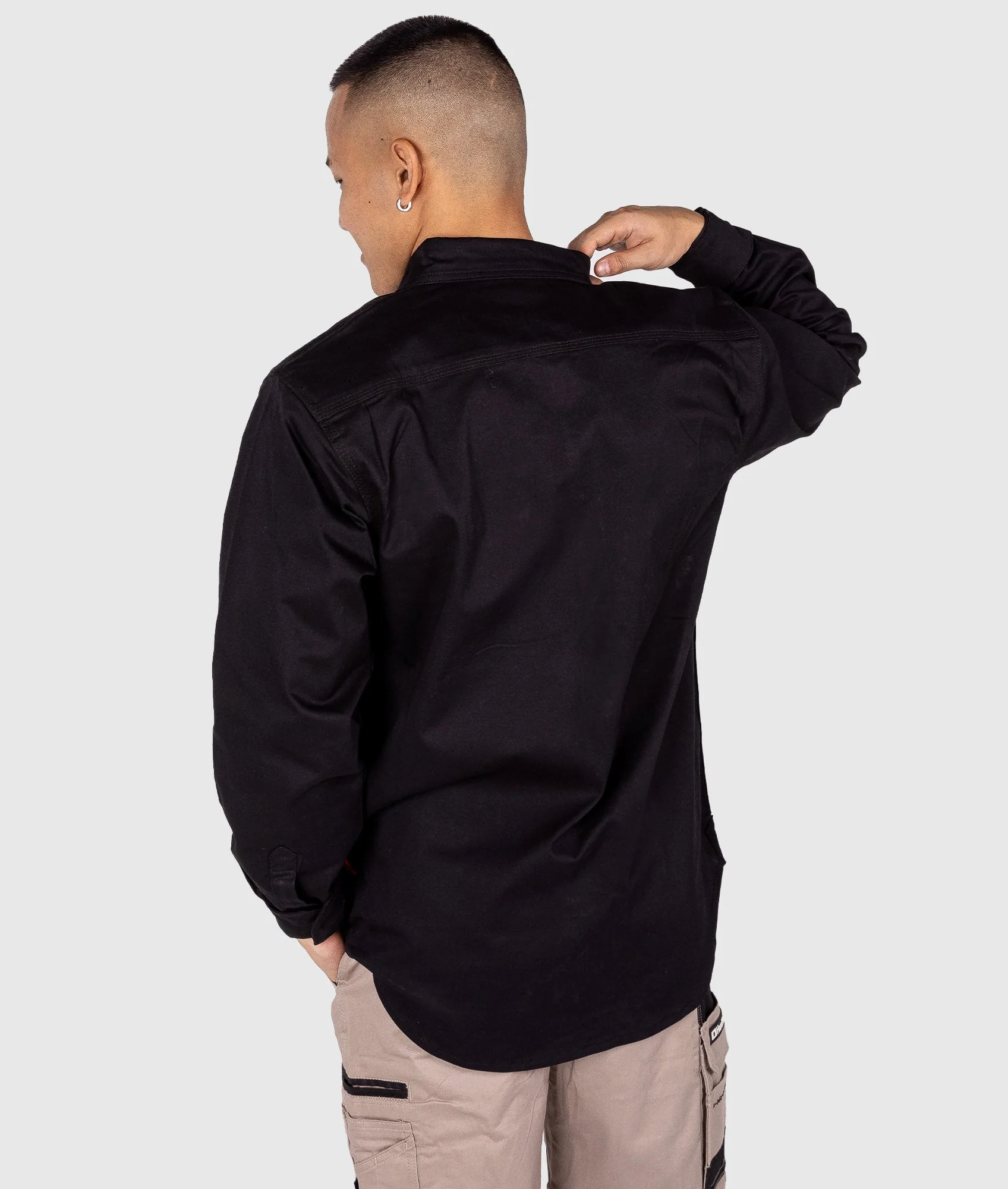 Long Sleeve Work Shirt - Black - Image 3