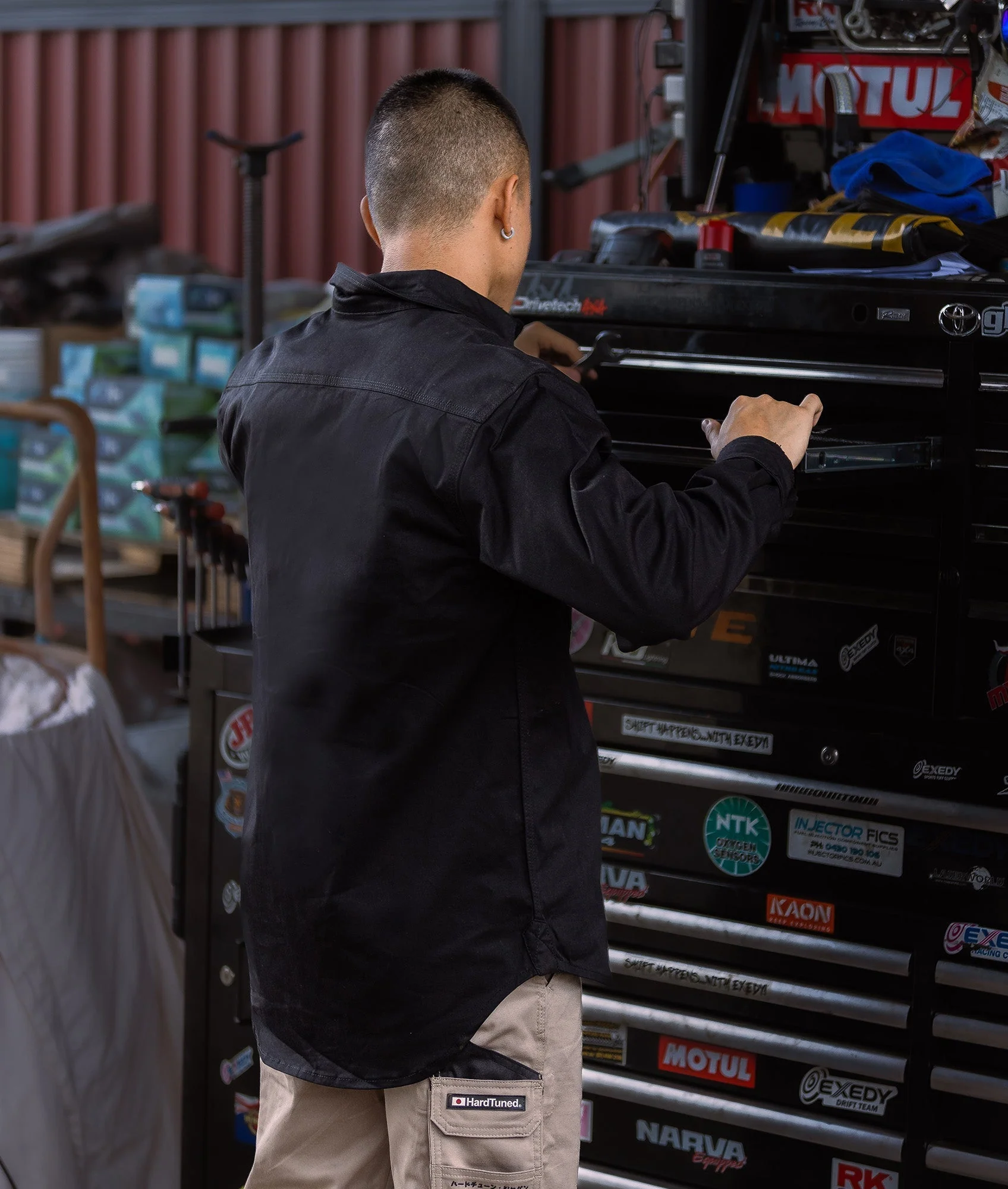 Long Sleeve Work Shirt - Black - Image 7