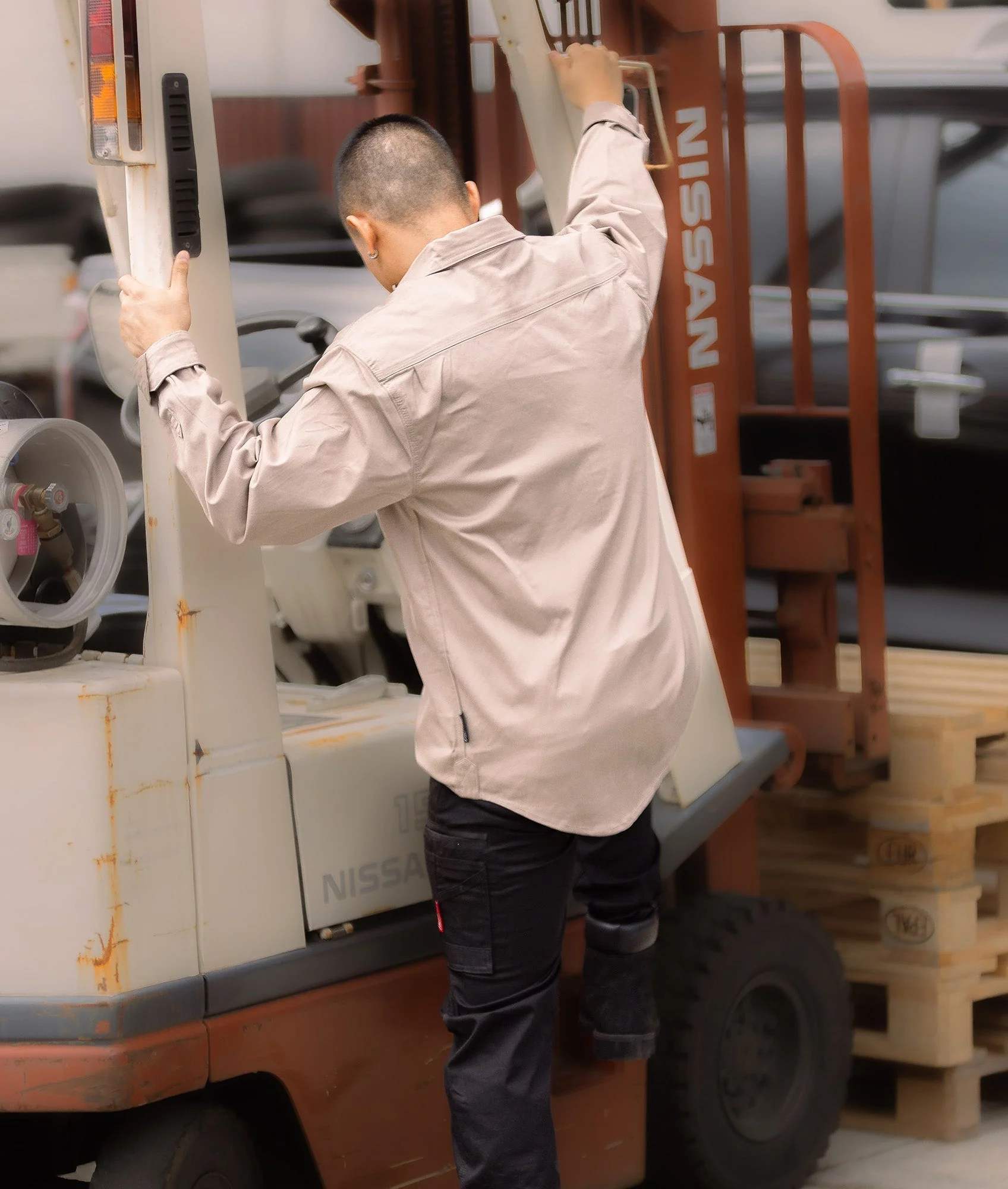 Long Sleeve Work Shirt - Tan - Image 2