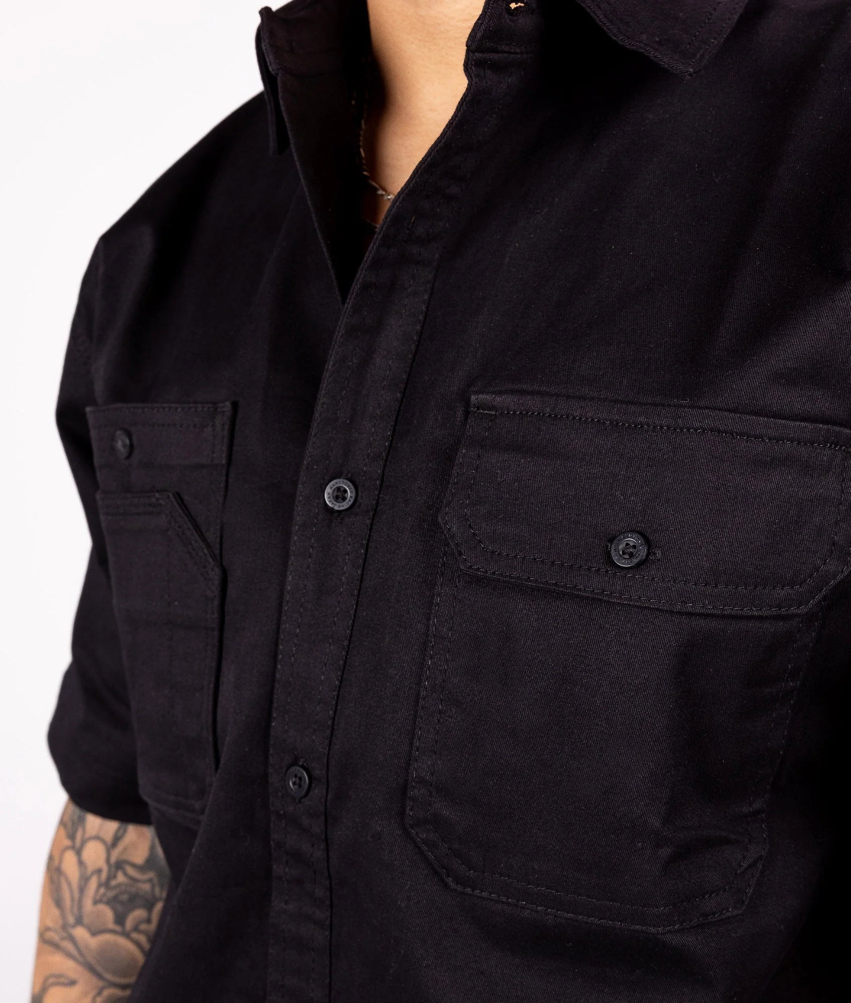 Short Sleeve Work Shirt - Black - Image 5
