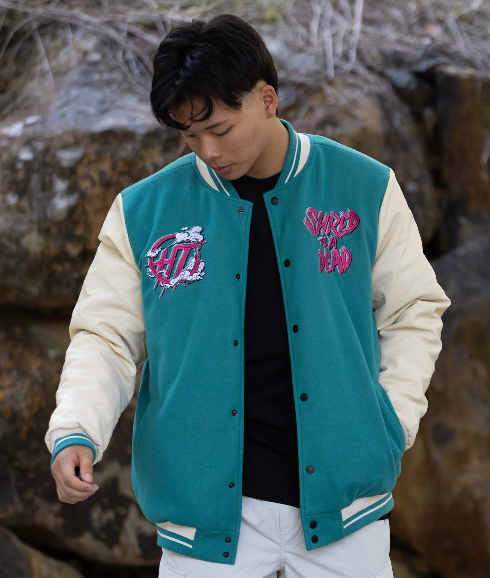 Shred Til Ya Dead Varsity Jacket - Image 7