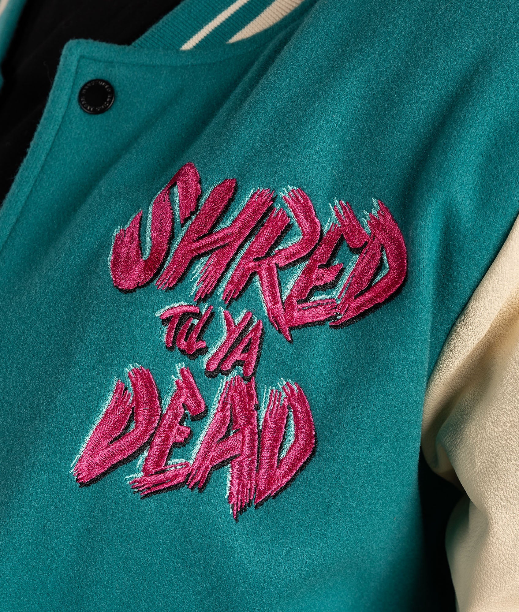 Womens Shred Til Ya Dead Varsity Jacket - Image 11